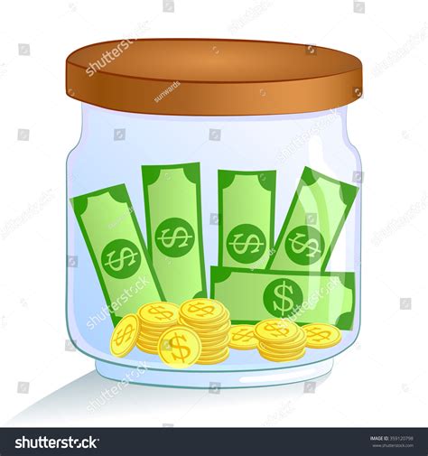 Saving Money Jar Vector Illustration 359120798 Shutterstock