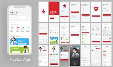 Premium Vector Medical App Ui Kit For Responsive Website Template