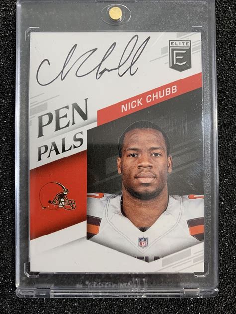 2018 Donruss Elite Pen Pals BLACK INK PPNC Nick Chubb RC AUTO Browns