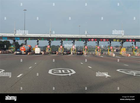 Second Severn Crossing, Severn Bridge toll gate Wales UK Stock Photo