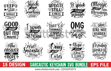 Sarcastic Keychain Svg Bundle Sarcastic Keychain Stock Vector Royalty