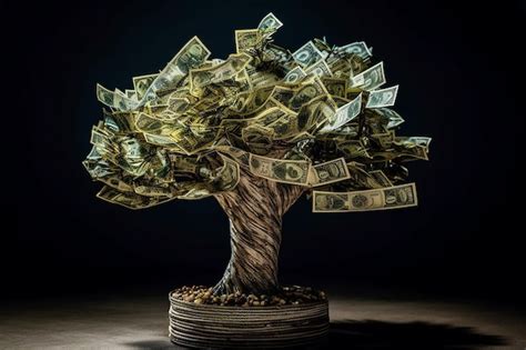 Premium Photo Tree With Growing Banknotes Symbolizing Wealth