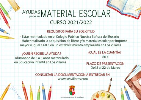 Ayudas para adquisición de Material Escolar para alumnado de Infantil