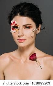 Beautiful Brunette Naked Woman Flowers Petals Stock Photo Shutterstock