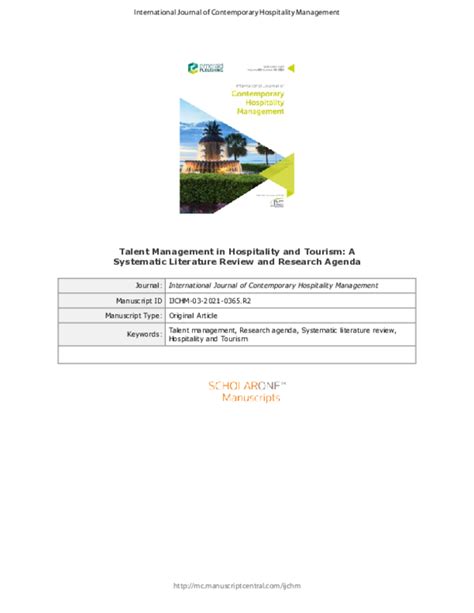 Pdf Talent Management In Hospitality And Tourism A Systematic Literature Review And Research