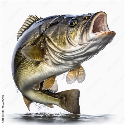 Portrait Of A Largemouth Bass Fish Isolated On A White Background