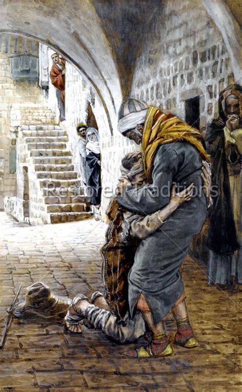 Returning Prodigal Son Kneels And Embraces His Father—royalty Free Image