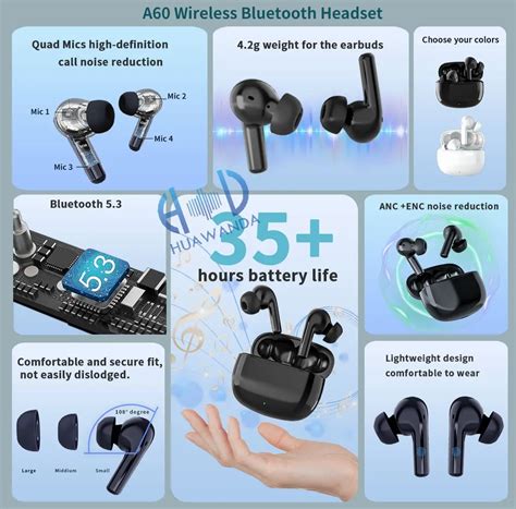 A60 ANC ENC Noise Cancellation Wireless Earbuds - Hifi Sound