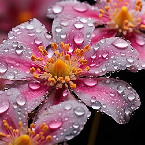 Premium Photo A Pink Flower With Water Droplets On It