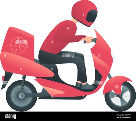 Courier On The Red Motorbike Delivery Service Concept Man Delivers