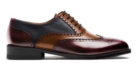 Full Brogue Schuhe Burgundy Braunes Blaues Flora Leder Kalbsleder