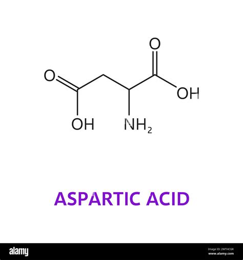 Neurotransmitter Aspartic Acid Chemical Formula And Molecular Structure Vector Molecule