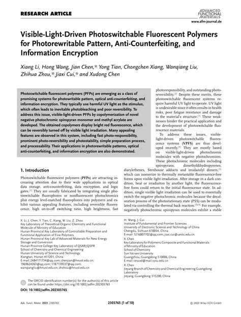 VisibleLightDriven Photoswitchable Fluorescent Polymers For