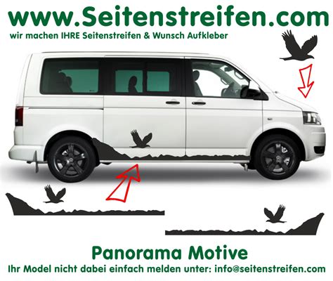 Vw T4 T5 T6 Panorama Berge Wandern Adler Outdoor Aufkleber Komplett Set