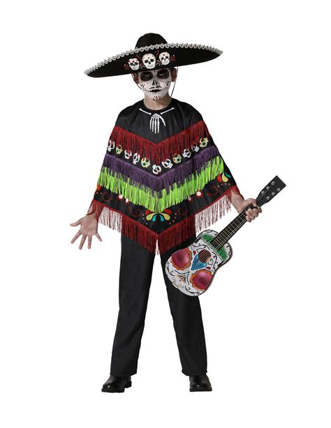 D Guisement Poncho Squelette Dia De Los Muertos Enfant Deguisetoi