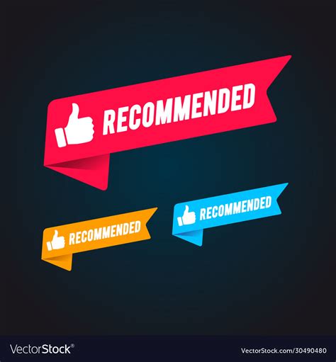 Recommended Flag Set With Thumbs Up Icon Vector Image