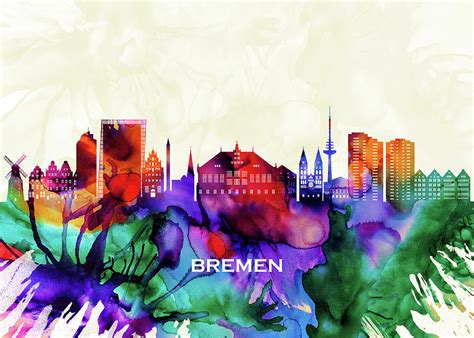 Bremen Skyline Mixed Media By NextWay Art Fine Art America