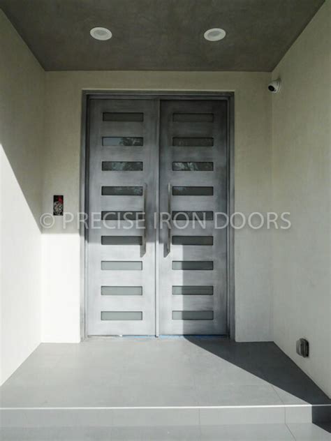 Zeus Modern Steel Double Entrance Square Top Metal Doors