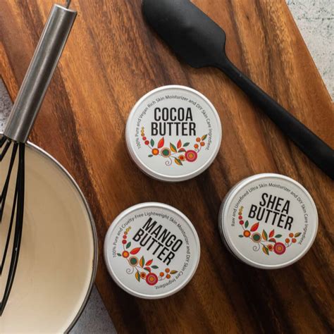 Cosmetic Butters Set Shea Butter Cocoa And Mango Butter Jars