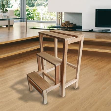 Sgabello Scala Ripieghevole In Legno Faggio H X X Cm Rustico