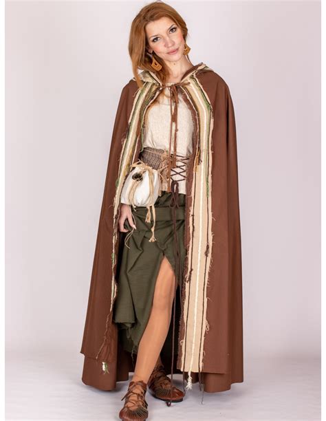 Medieval brown hooded cloak