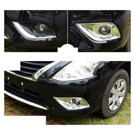 Abs Chrome Front Bumper Fog Light Lamp Frame Trim Fit For Niss N Versa