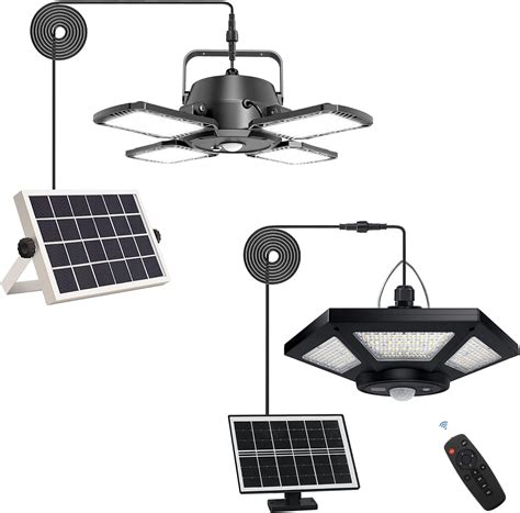 Aqonsie Solar Pendant Light Outdoor Indoor 1000LM 128LED Solar Shed