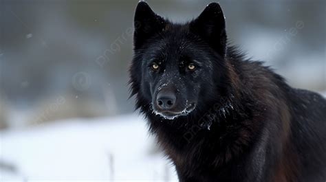 Fundo Lobo Negro Em P Na Neve Fundo Fotos De Lobos Negros Lobos