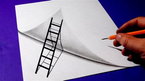 How To Draw Folded Paper 3D Ladder Trick Art YouTube