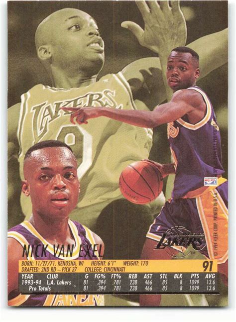 Fleer Ultra Nick Van Exel Nm Mt Lakers Ebay