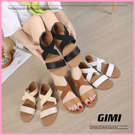 Korean Fashion Flat Sandals GIMI Sandals For Women AY 066 Lazada PH