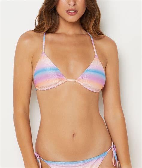 Triangle Sequinned Bikini Top Rosalia Spe Multicolore Etam