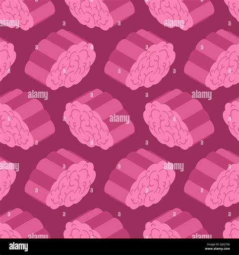 Brain Isometric Pattern Seamless Brains Background Vector Stock Vector