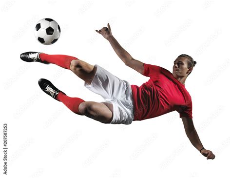 Soccer player in action on white background. Stock Photo | Adobe Stock