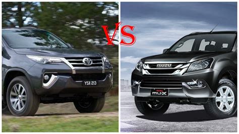 Isuzu Mu X Vs Toyota Fortuner Price Features And Specifications