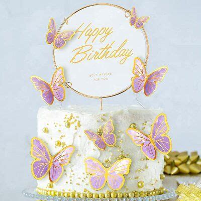 Jintokys 23 Pieces Butterfly Birthday Cake Toppers W Round Happy