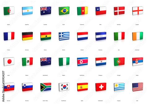 3D World Cup Team Banner Flags Stock Illustration | Adobe Stock