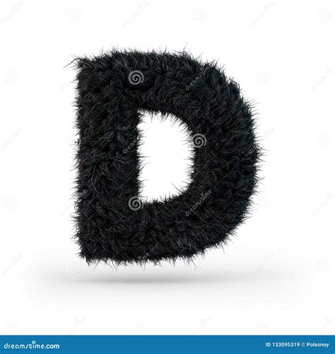 Uppercase Fluffy And Furry Black Font Letter D Stock Illustration