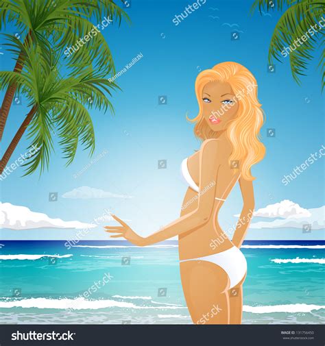 Vector Illustration Summer Girl Bikini Stock Vector Royalty Free Shutterstock