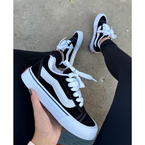 T Nis Vans Knu Old Skool Casual Unissex Vulcanizado Skate Preto Branco