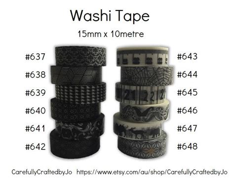 Washi Tape Black 15mm X 10 Metres High Quality Masking Etsy