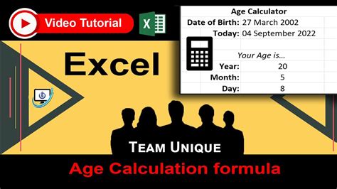 Ms Excel Age Calculation Excel Tutorial Excel Formula Youtube