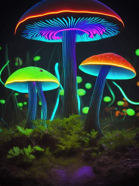 Premium Free Ai Images Fluorescent Mushrooms Psychedelic Night