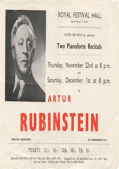 Two Pianoforte Recitals By Arthur Rubinstein Biblioteca Virtual