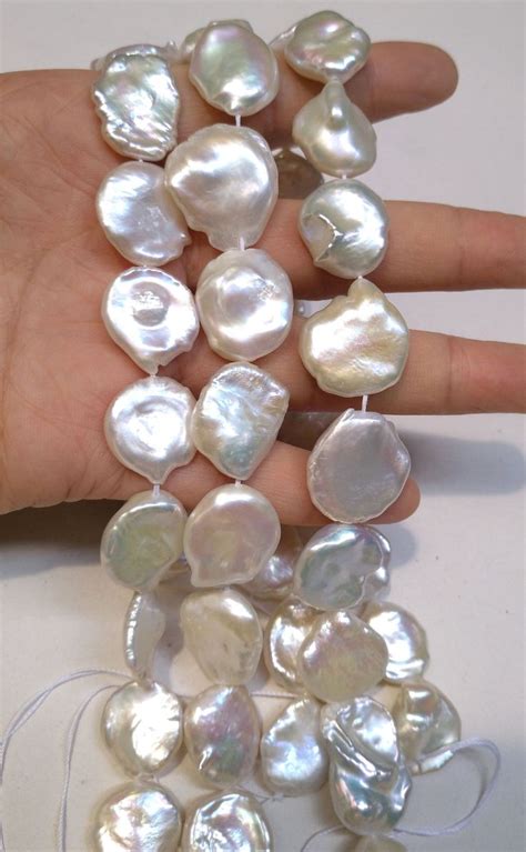 Rare Mm Large Keshi Pearl White Flat Big Petal Freshwater Pearl