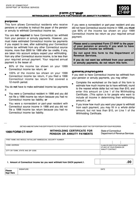 Fillable Form Ct W P Withholding Certificate For Pension Or Annuity