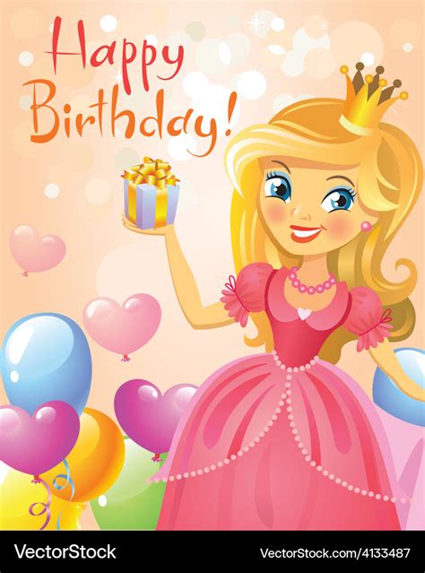 Happy Birthday Princess Greeting Card Royalty Free Vector