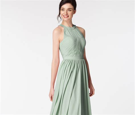 Halter Dusty Sage Green Bridesmaid Dresses EDresstore