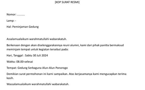 13 Contoh Surat Peminjaman Gedung Terbaru And Link Download