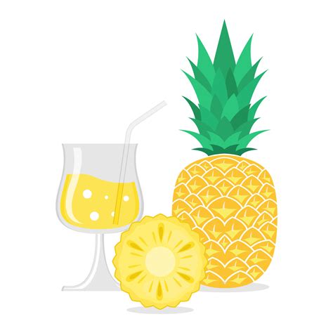 Pineapple Fruit Vector Illustration Summer Fruits For A Healthy And Natural Life Flat Color